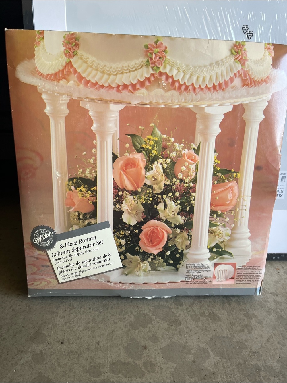 Wilton White Roman Column Cake Separator Set with Pink Accents